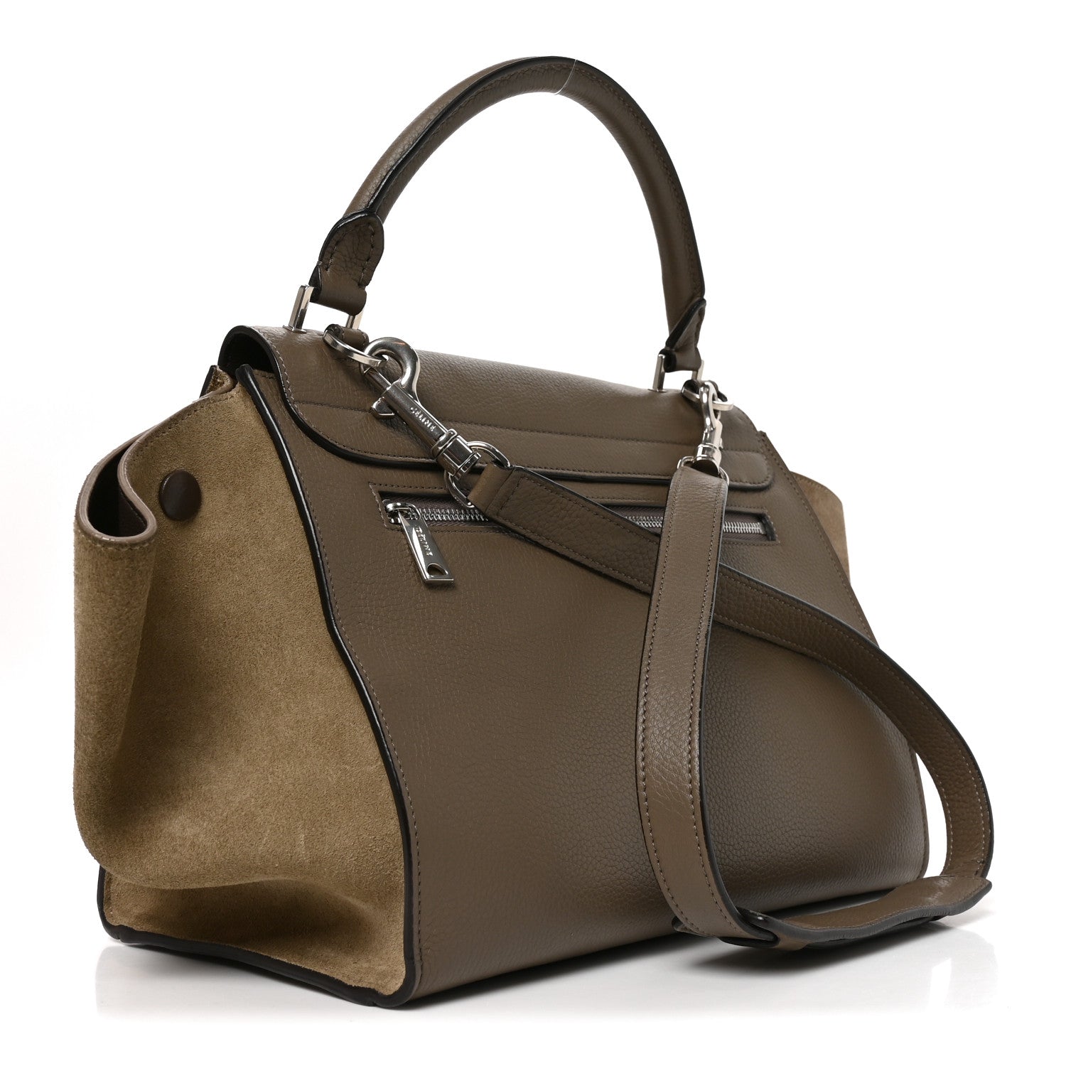 Celine Drummed Calfskin Suede Small Trapeze Souris 2 of 8