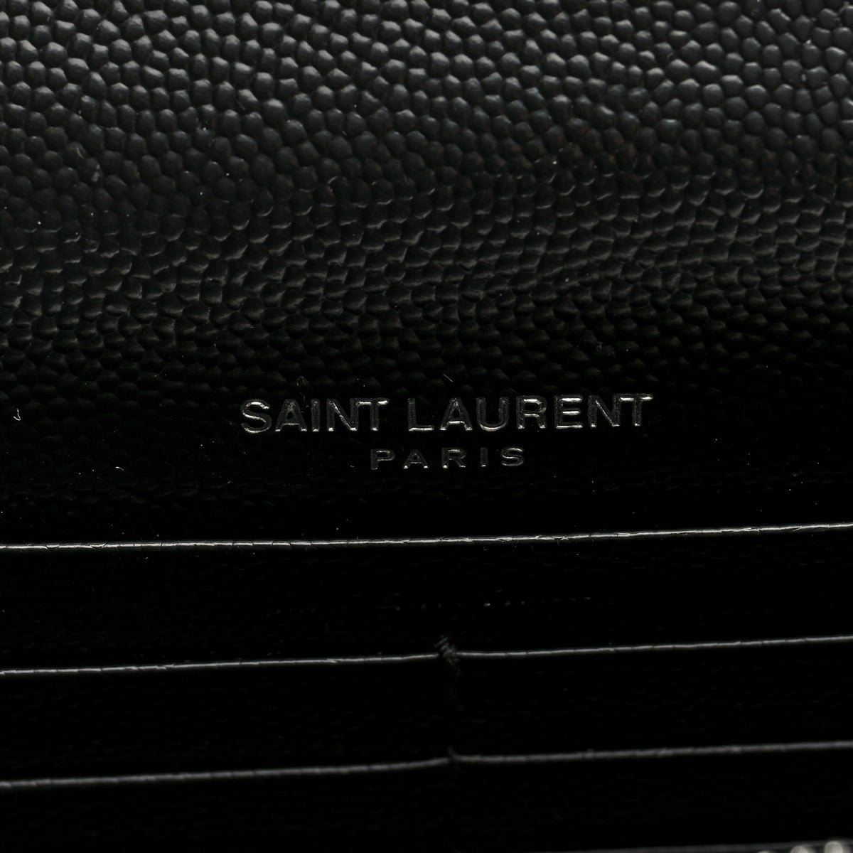 Saint Laurent Grain De Poudre Matelasse Chevron Monogram Envelope Chain Wallet Black 6 of 10