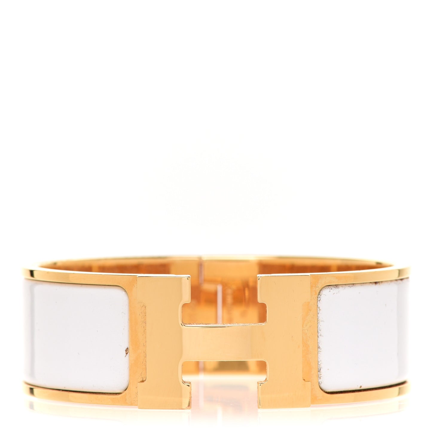 Enamel Wide Clic Clac H Bracelet GM White