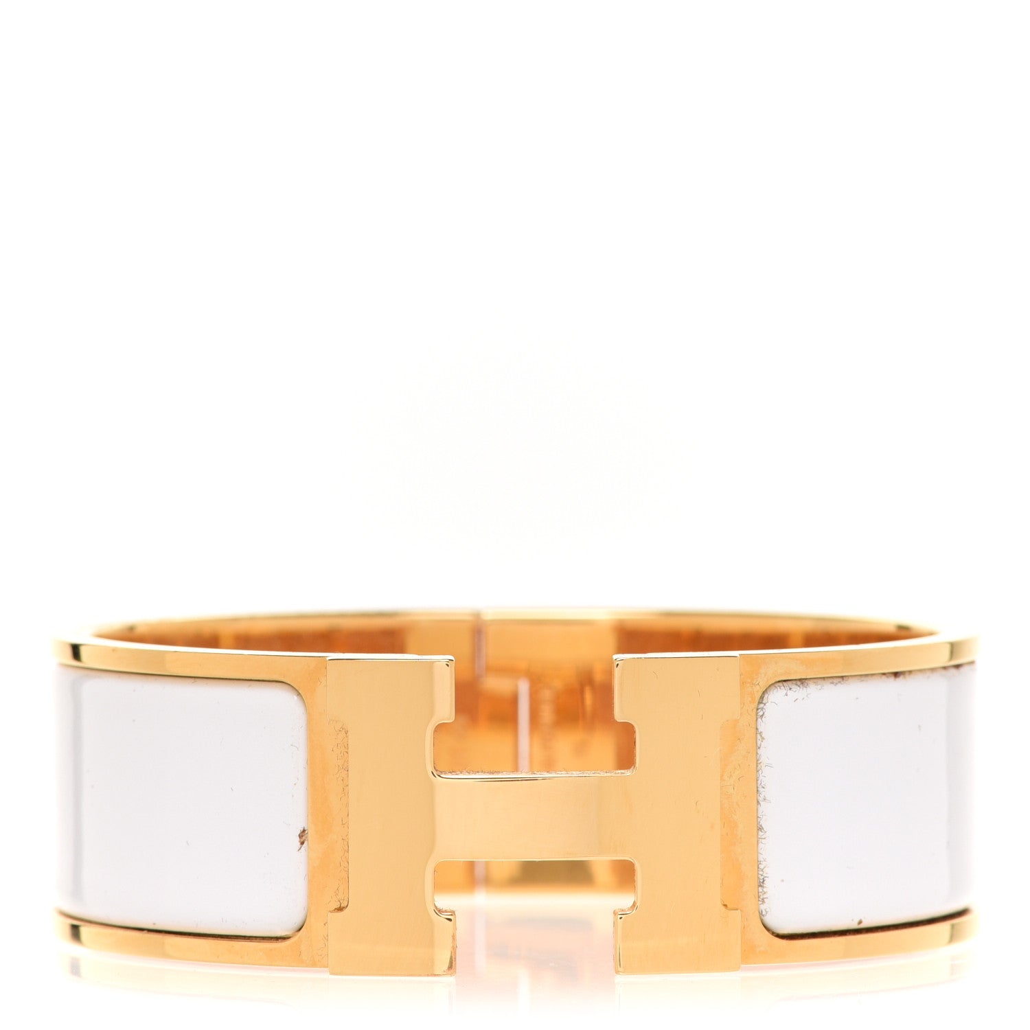 Hermes Enamel Wide Clic Clac H Bracelet GM White 1 of 6