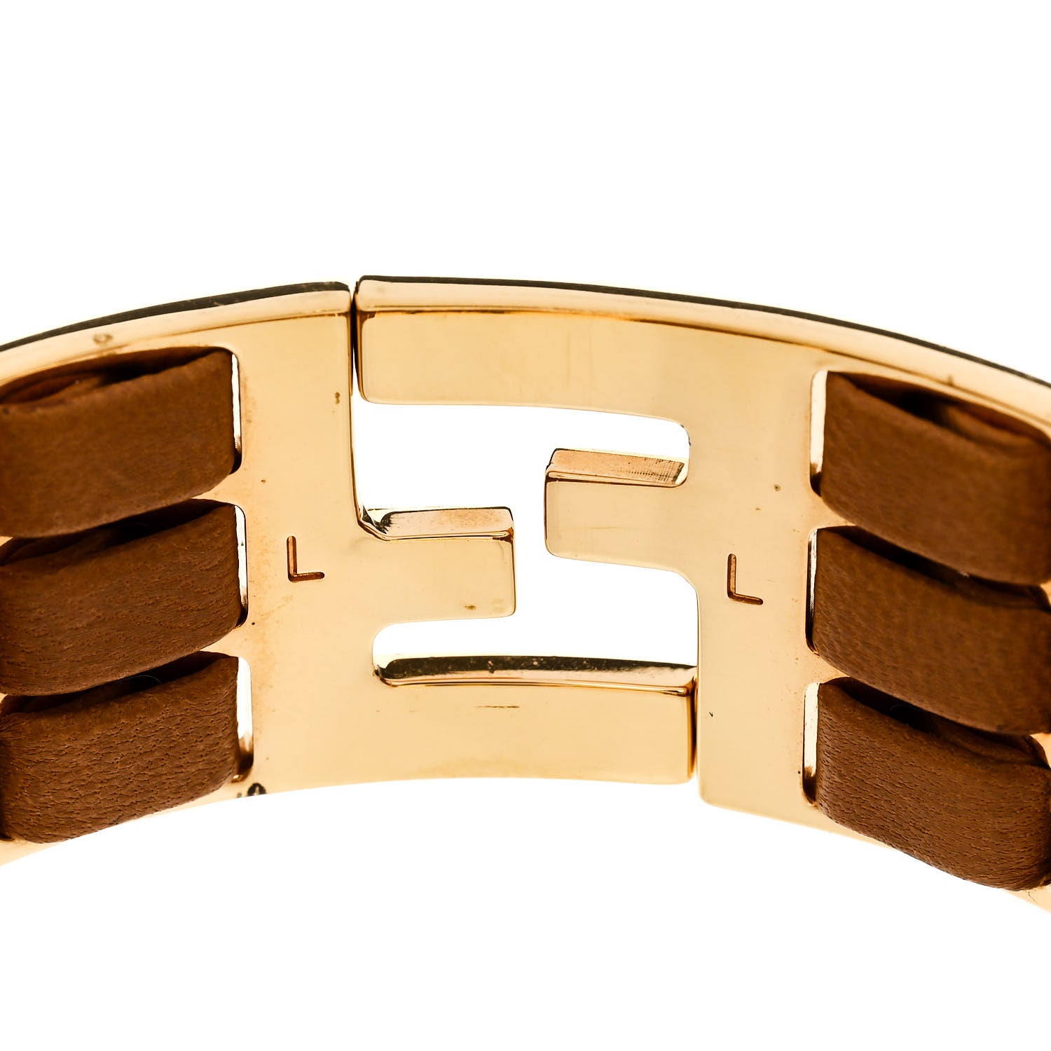 Fendi Metal Nappa Fendista Bracelet Gold Brown 5 of 5