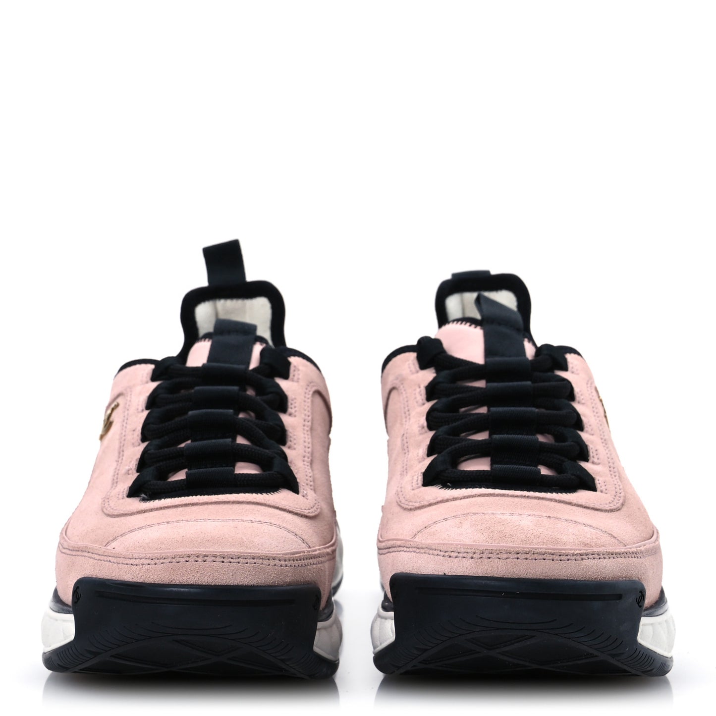 Suede Calfskin Nylon Grosgrain CC Sneakers 40 Light Pink