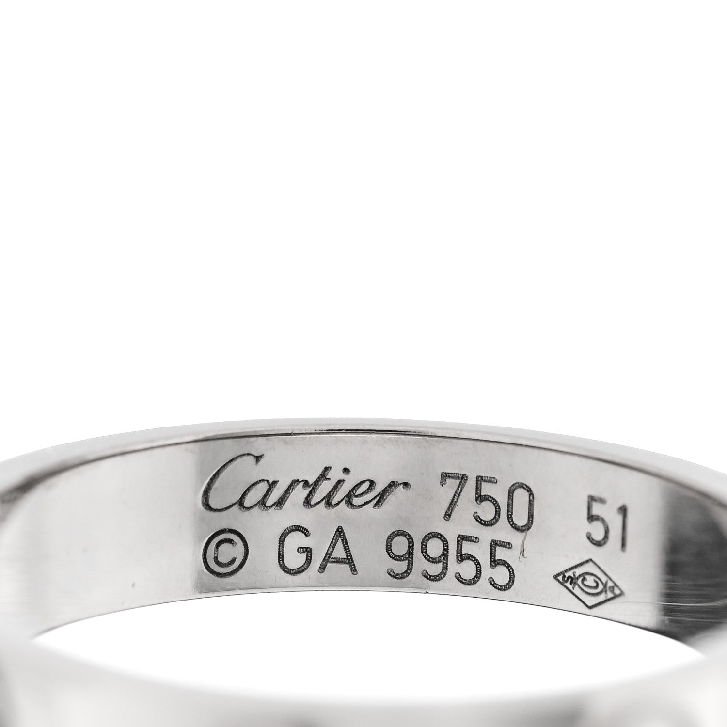 Cartier 18K White Gold 3.5mm LOVE Wedding Band Ring 51 5.75 4 of 4