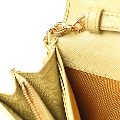 Prada Saffiano Metal Oro Chain Wallet Polline 7 of 12