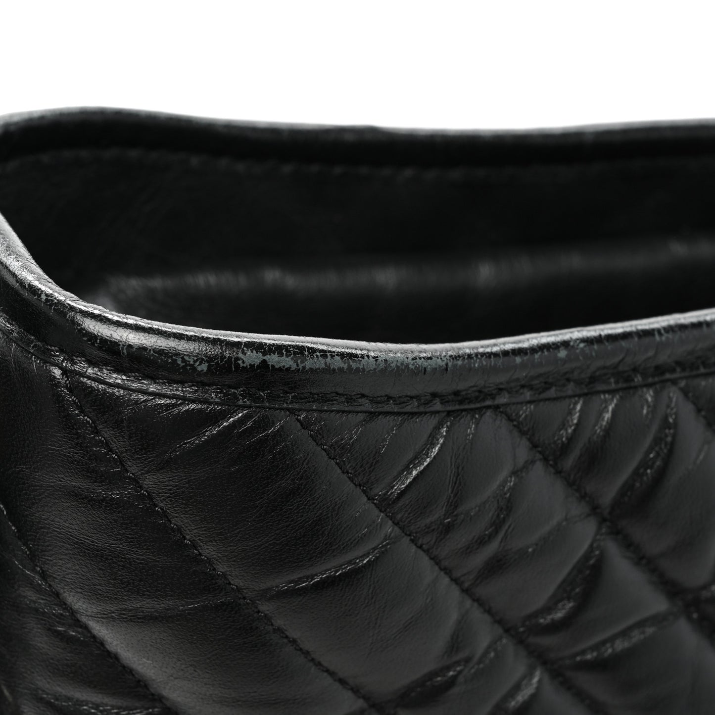 Aged Calfskin Chevron Quilted Large Gabrielle Hobo Black