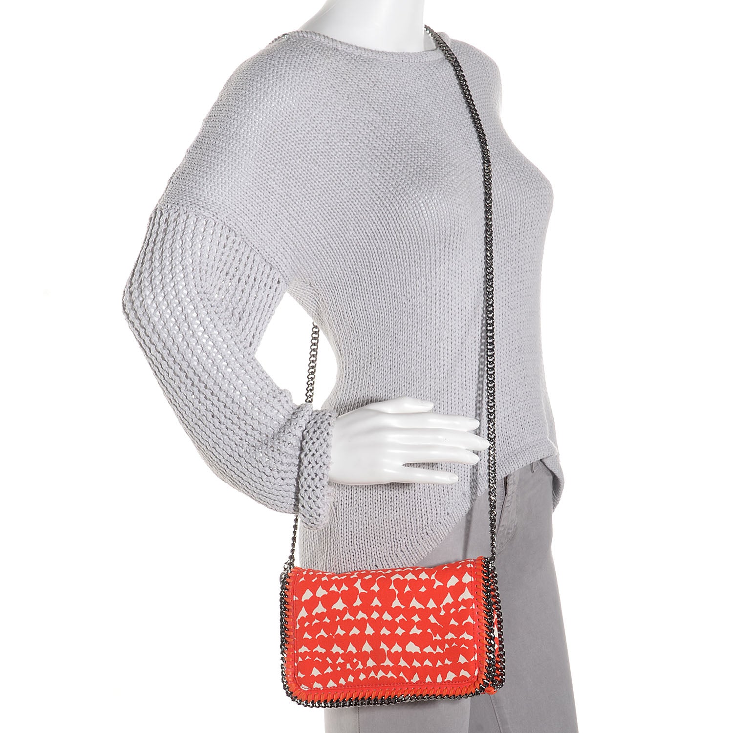 Stella McCartney Faux Leather Falabella Hearts Convertible Clutch Flame 2 of 10