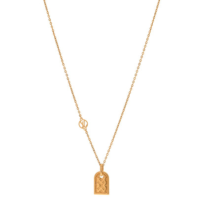 Louis Vuitton Nanogram Name Tag Necklace Gold 1 of 8