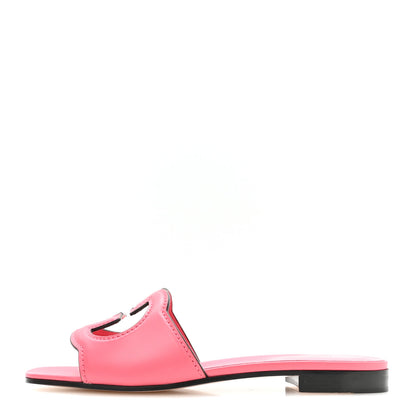 Gucci Cosmos Softy Calfskin Interlocking G Cut Out Slide Sandals 37 Rhodamine Pink 1 of 8