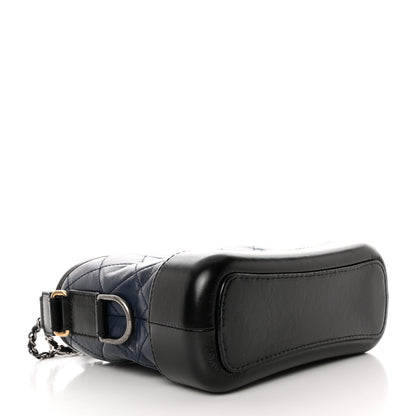 Chanel Aged Calfskin Quilted Small Gabrielle Hobo Navy Black 4 of 14