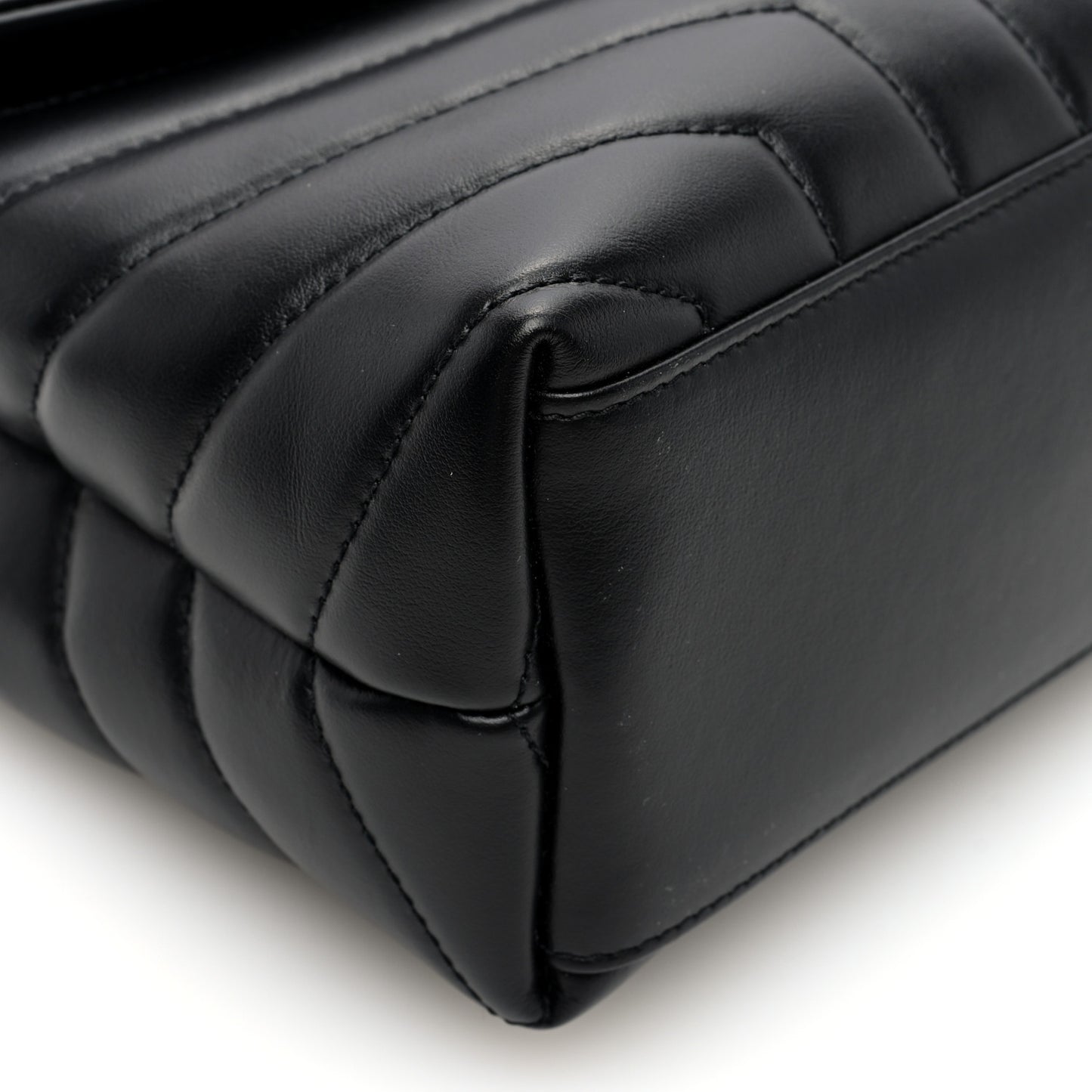 Calfskin Y Quilted Monogram Small Loulou Chain Satchel Black