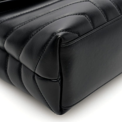 Saint Laurent Calfskin Y Quilted Monogram Small Loulou Chain Satchel Black 8 of 9