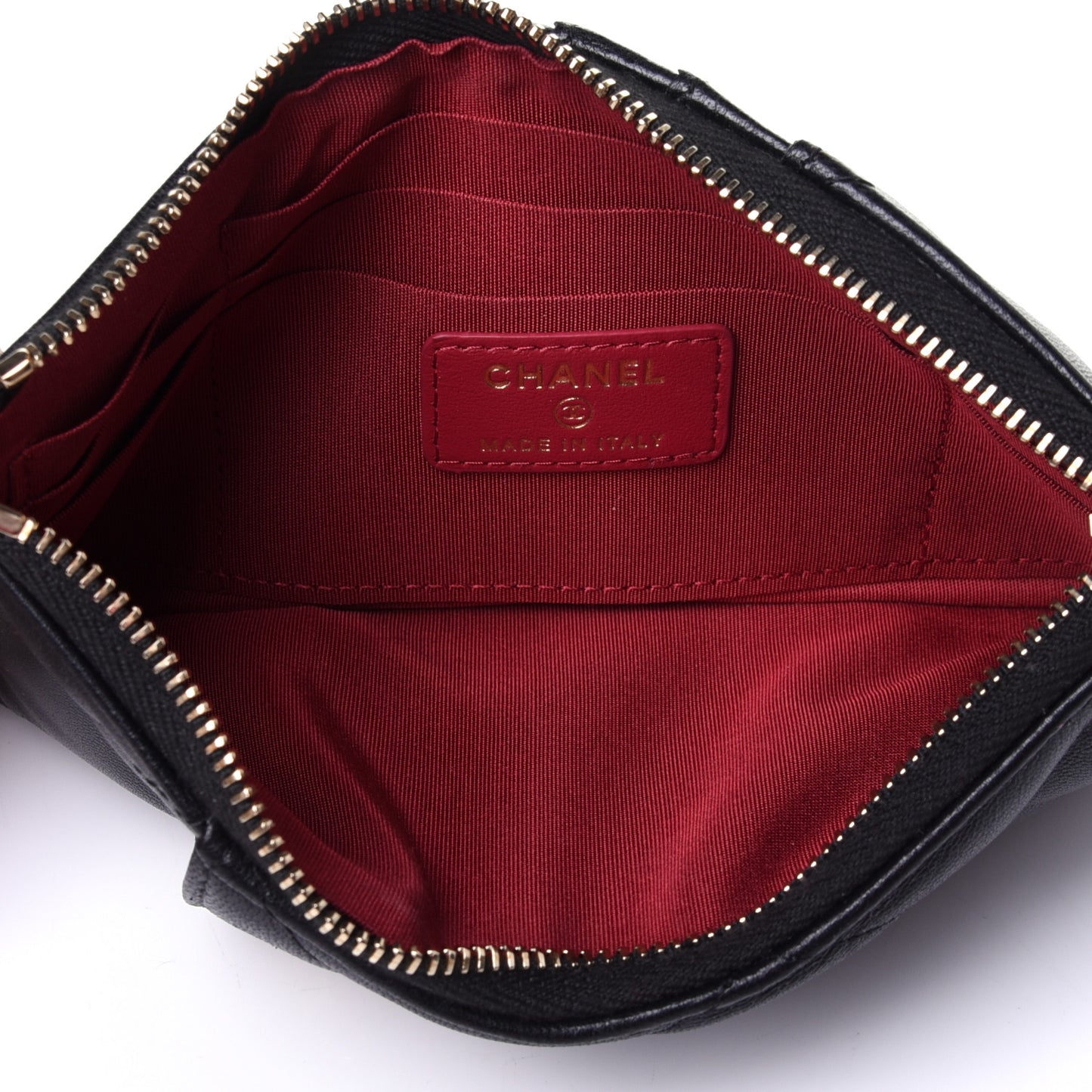 Goatskin Quilted Chanel 19 Flat Wallet Pouch Black