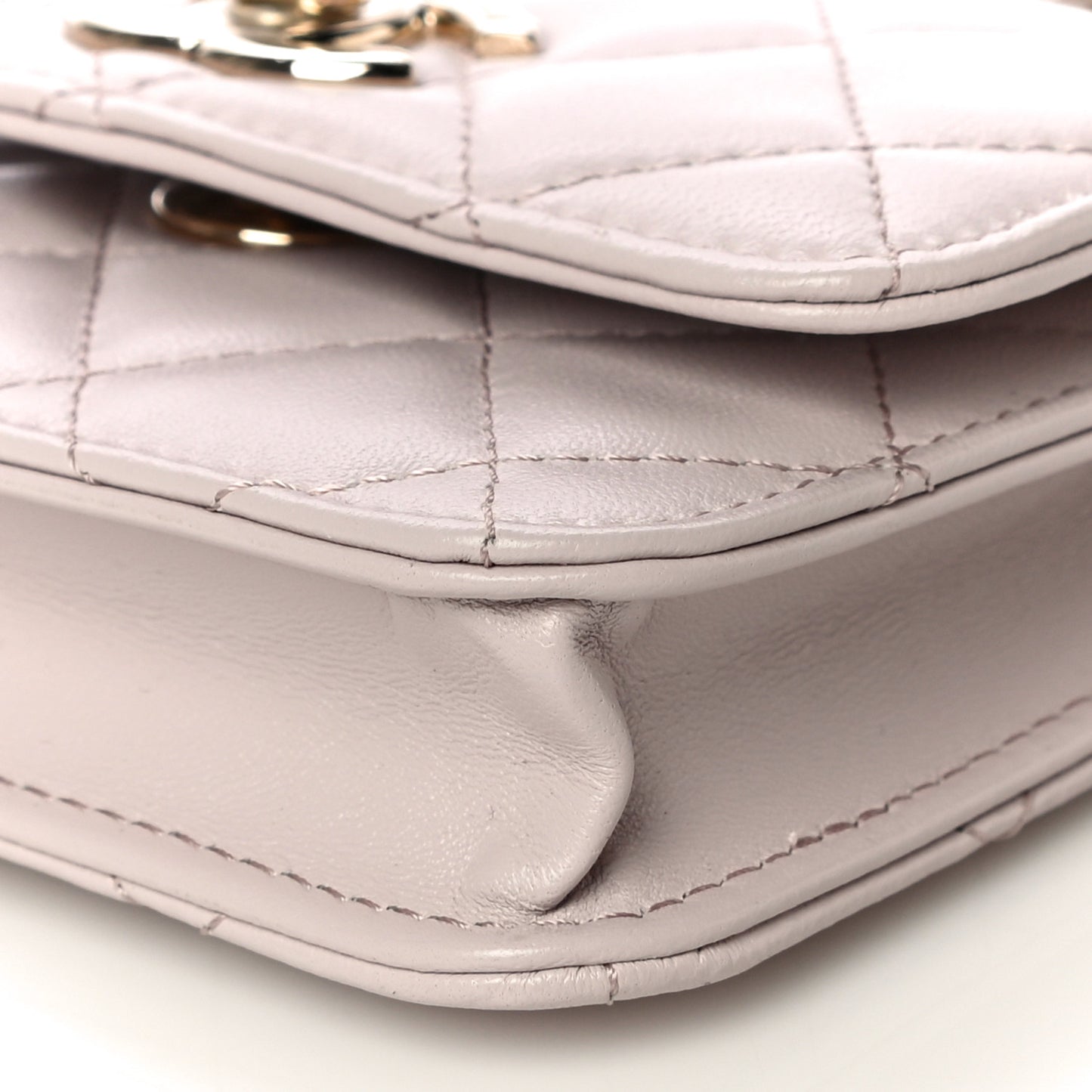Lambskin Quilted Trendy CC Card Holder On Chain Light Pink