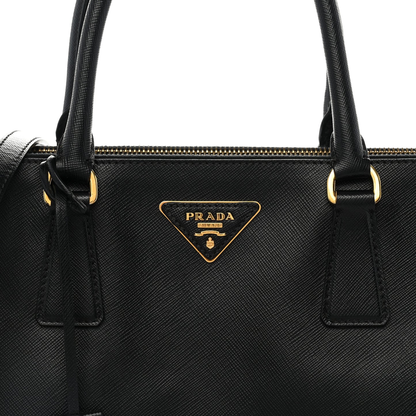 Saffiano Medium Galleria Double Zip Tote Black