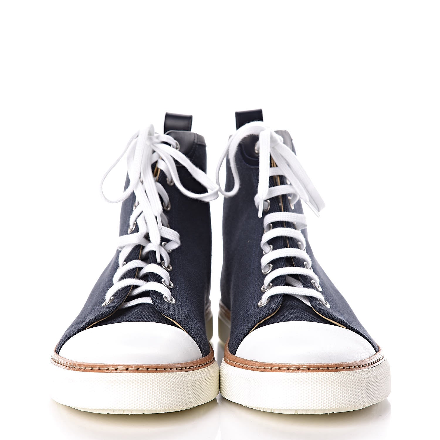 Hermes Fabric Calfskin Mens Jimmy High Top Sneakers 43.5 Denim Fonce Marine 2 of 11