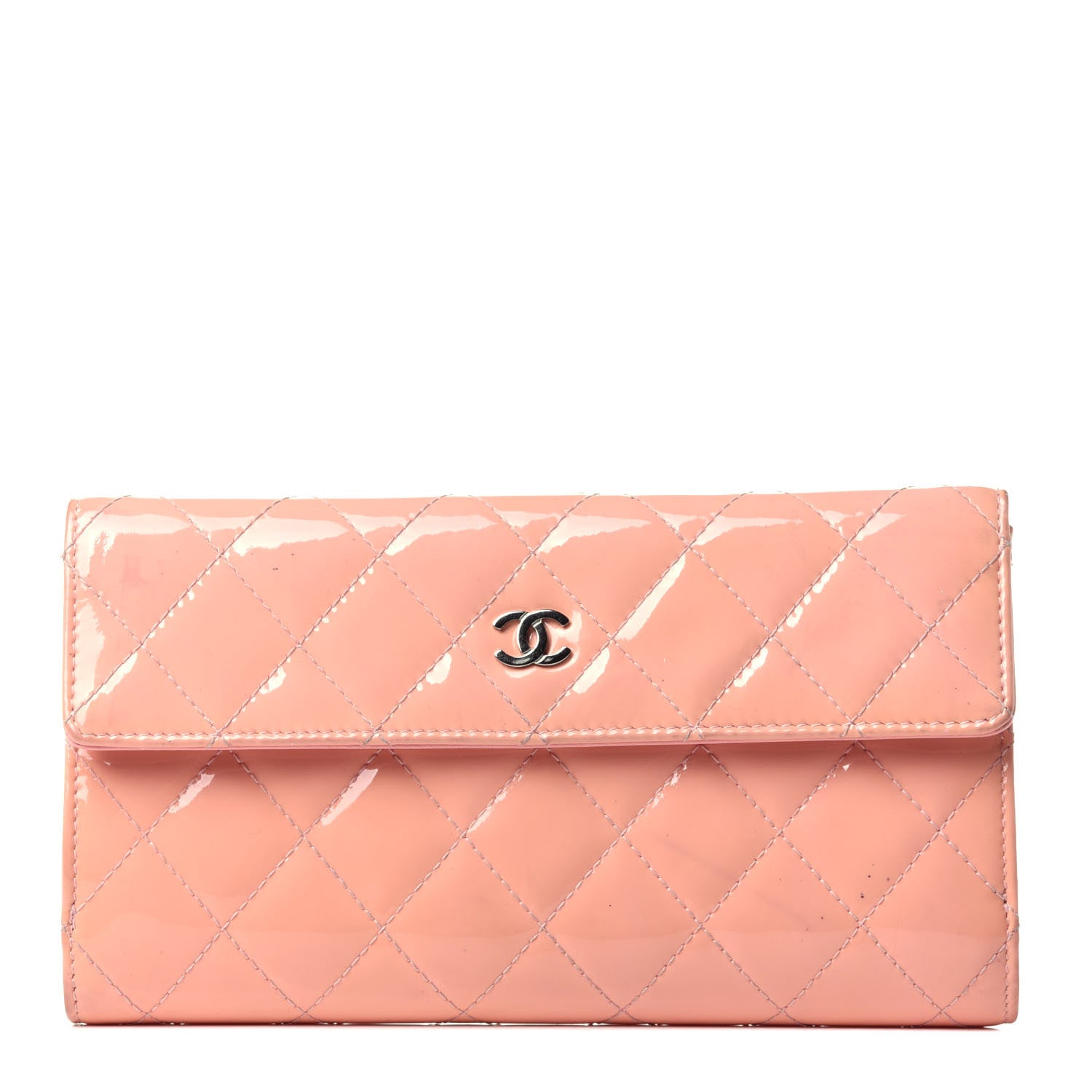 Chanel Patent Calfskin Quilted Flap Wallet Pink 1 of 14