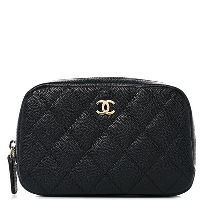 Chanel Caviar Quilted Small Curvy Pouch Cosmetic Case Black 1 of 11