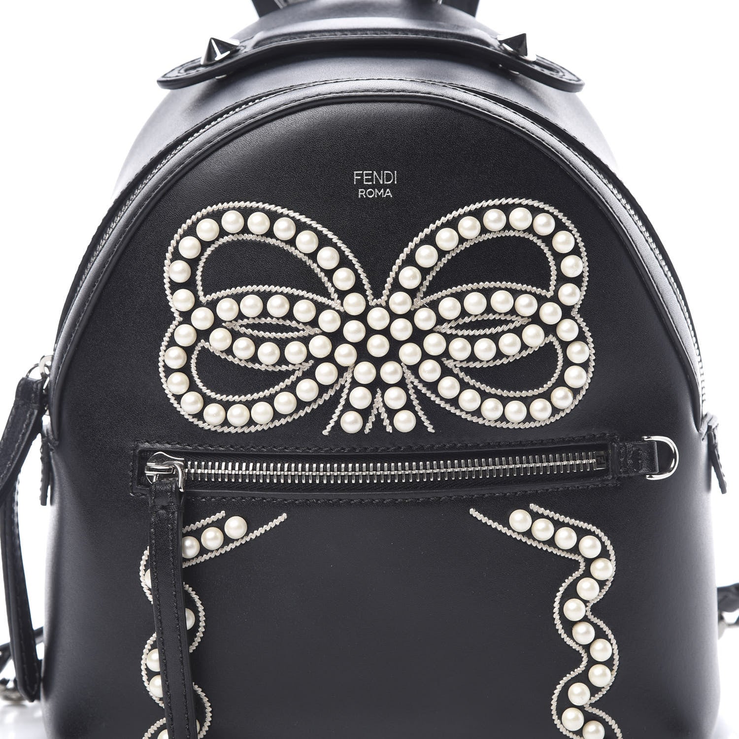 Fendi Vitello Liberty Pearl Romantic Bow Mini Backpack Black 7 of 9