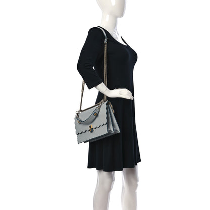 Fendi Vitello Liberty Scalloped Studded Kan I Shoulder Bag Grigio Perla 2 of 10