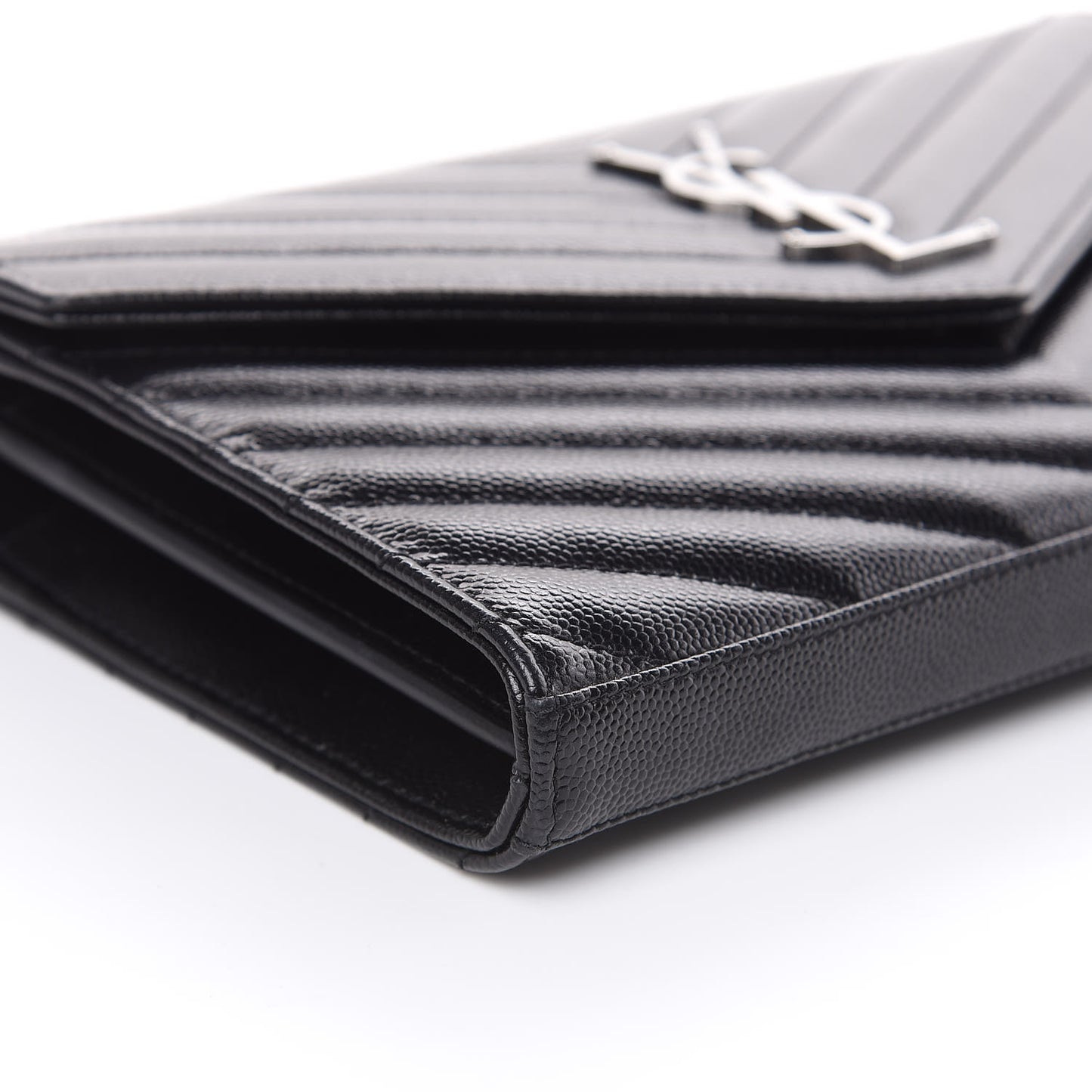 Grain De Poudre Matelasse Chevron Monogram Chain Wallet Black