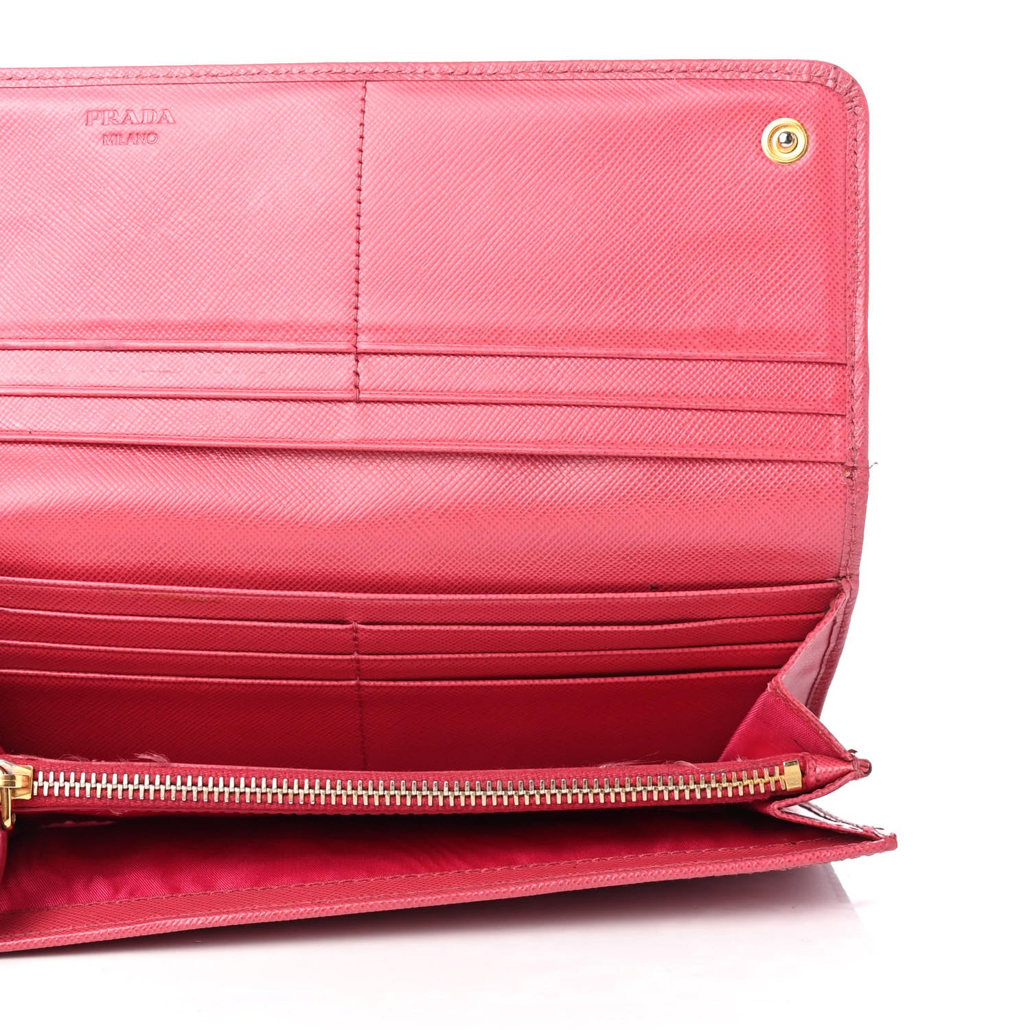 Prada Saffiano Metal Continental Flap Wallet Peonia 5 of 8