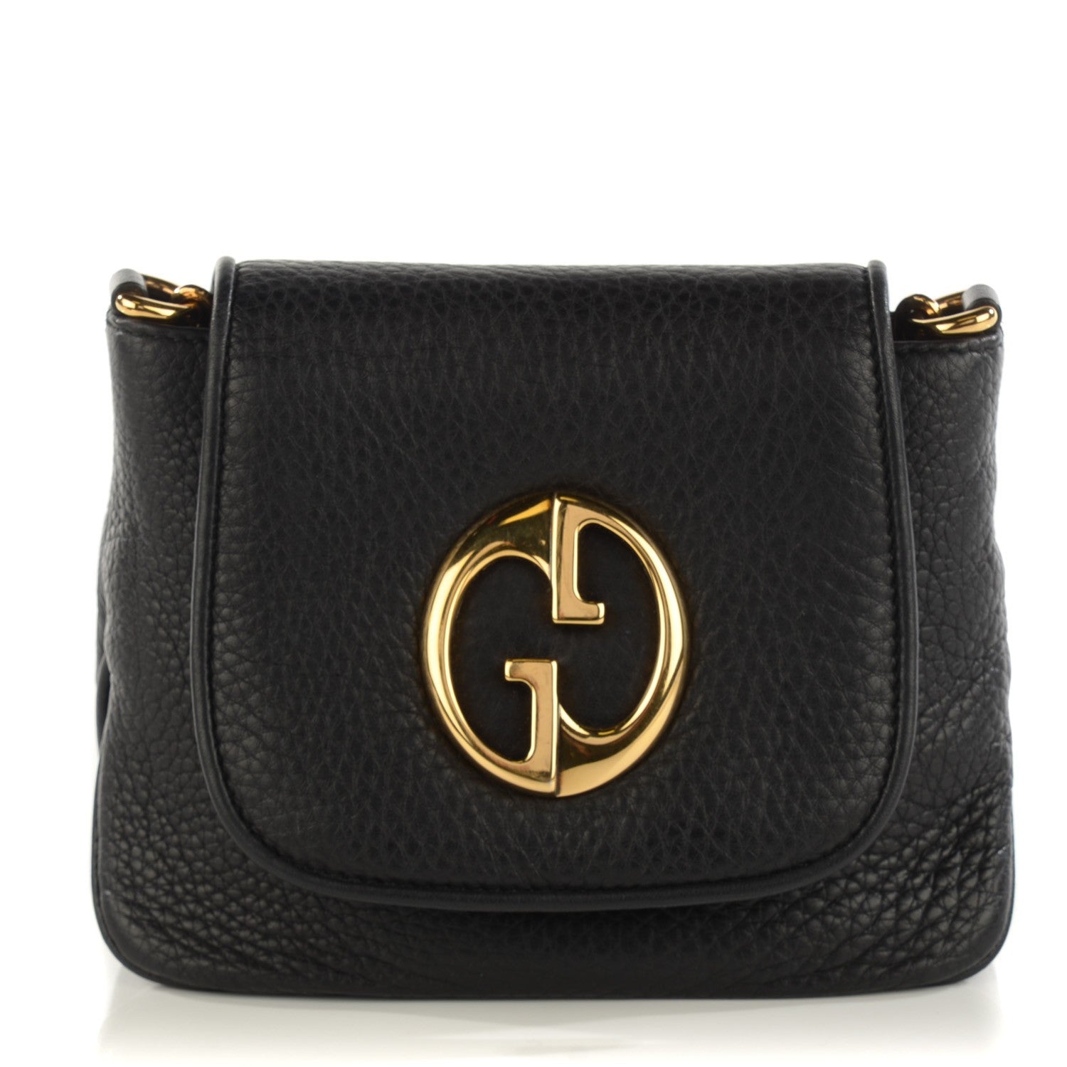 Gucci Pebbled Calfskin Small 1973 Chain Shoulder Bag Black 1 of 7