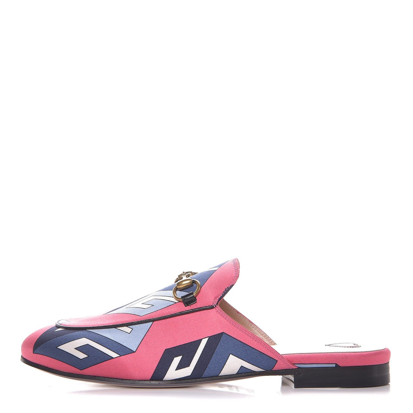 Satin GG Wallpaper Womens Princetown Slippers 35.5 Pink Flamboyant Blue Black