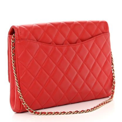 Chanel Lambskin Quilted Clutch with Chain Flap Red 3 of 19