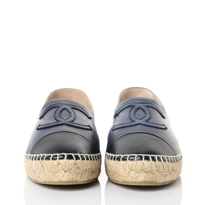 Chanel Lambskin CC Espadrilles 36 Navy Black 2 of 11