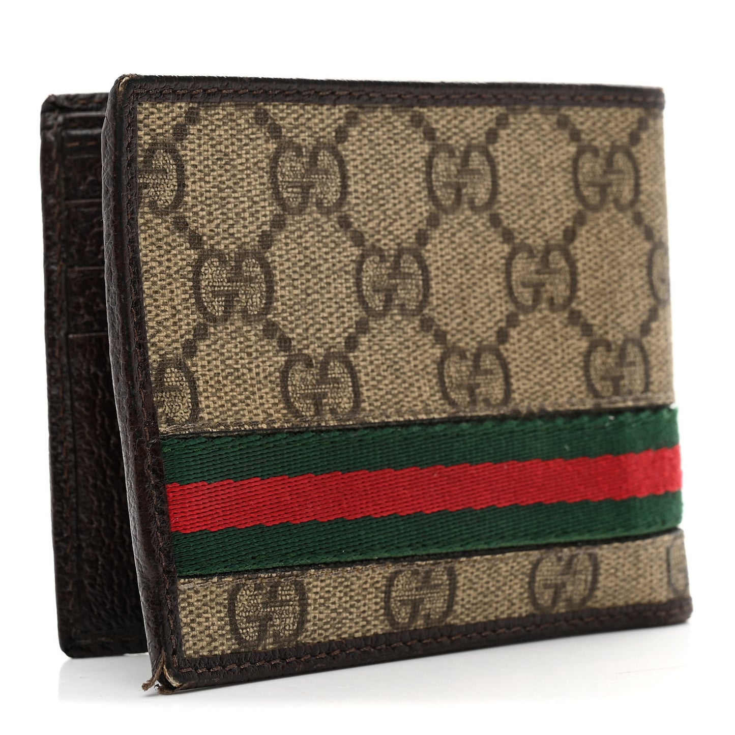 GG Plus Monogram Web Bi-Fold Wallet Dark Brown