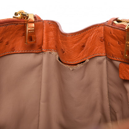 Prada Ostrich Double Zip Tote Papaya 12 of 14
