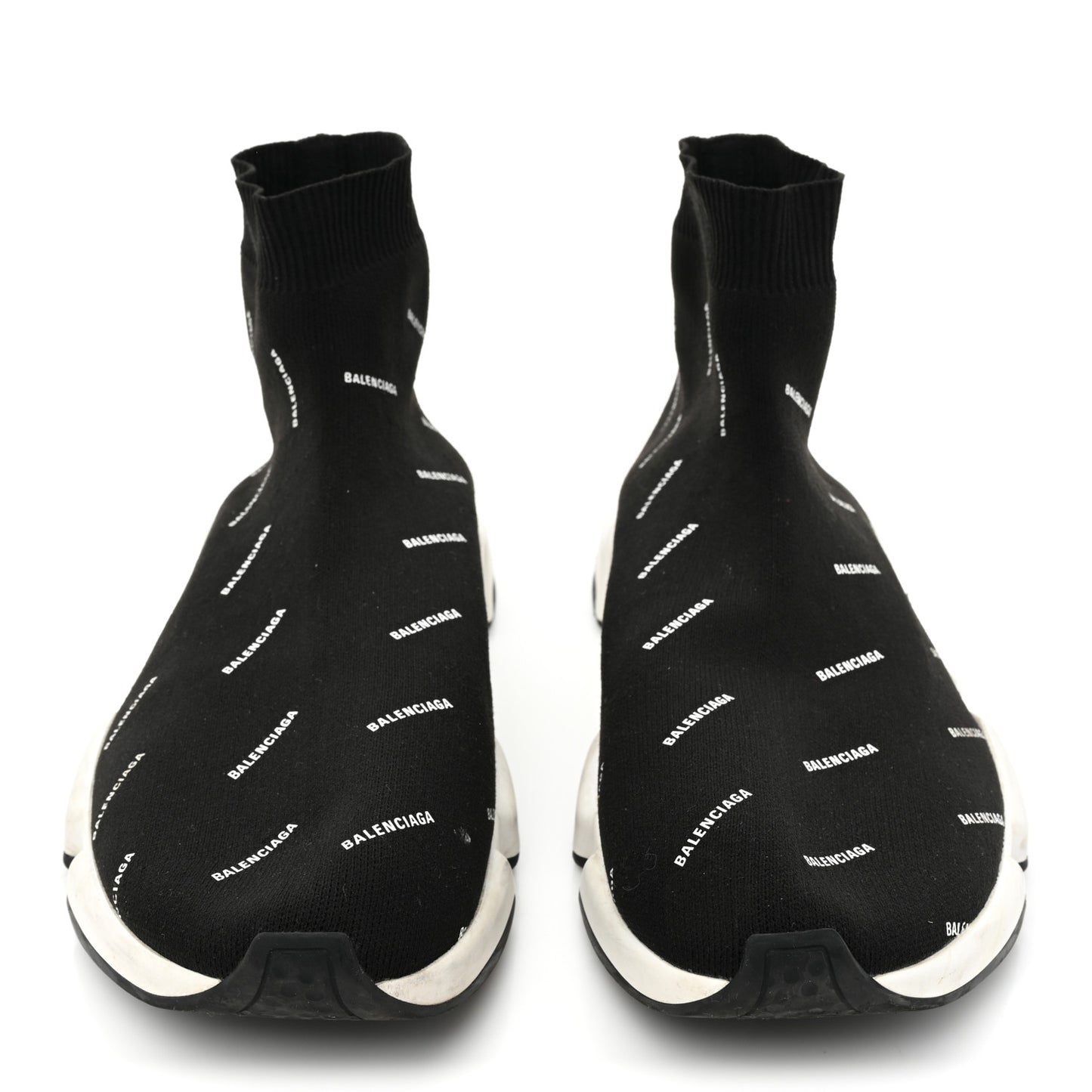 Neoprene Knit Allover Logo Bi-Color Sole Mens Speed Sneakers 11 Black White