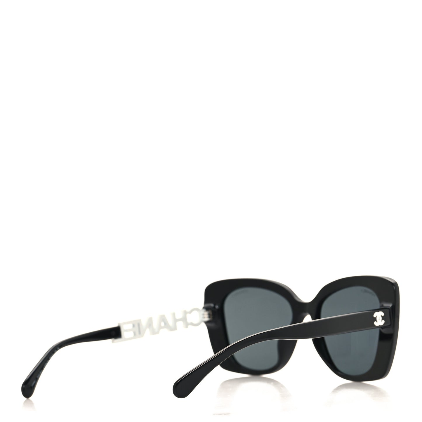 Acetate Strass Square Sunglasses 5422-B-A Black White