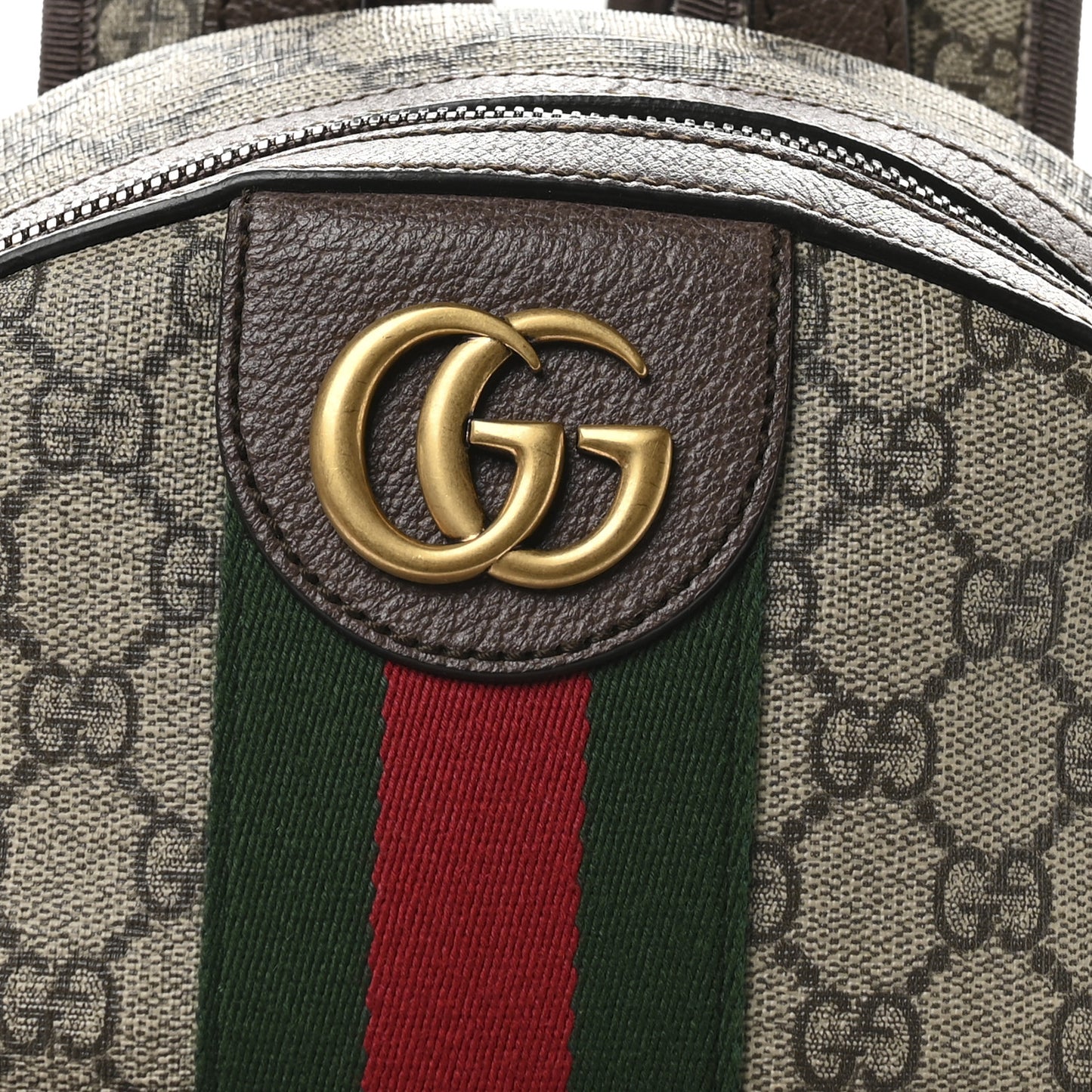 GG Supreme Monogram Calfskin Web Small Ophidia Day Backpack Beige Ebony New Acero
