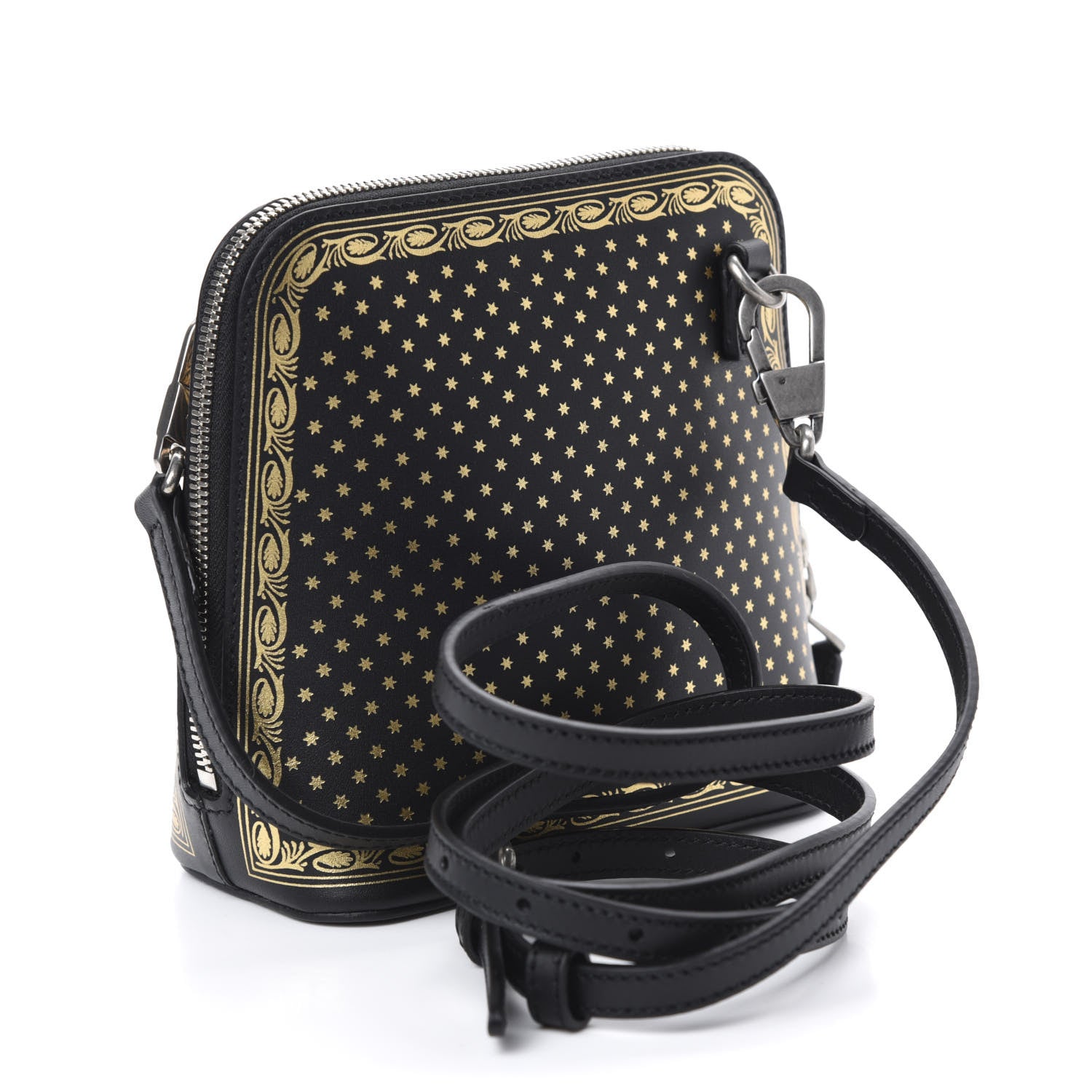 Gucci X SEGA Calfskin GUCCY Stars Mini Dome Shoulder Bag Black Gold 3 of 10