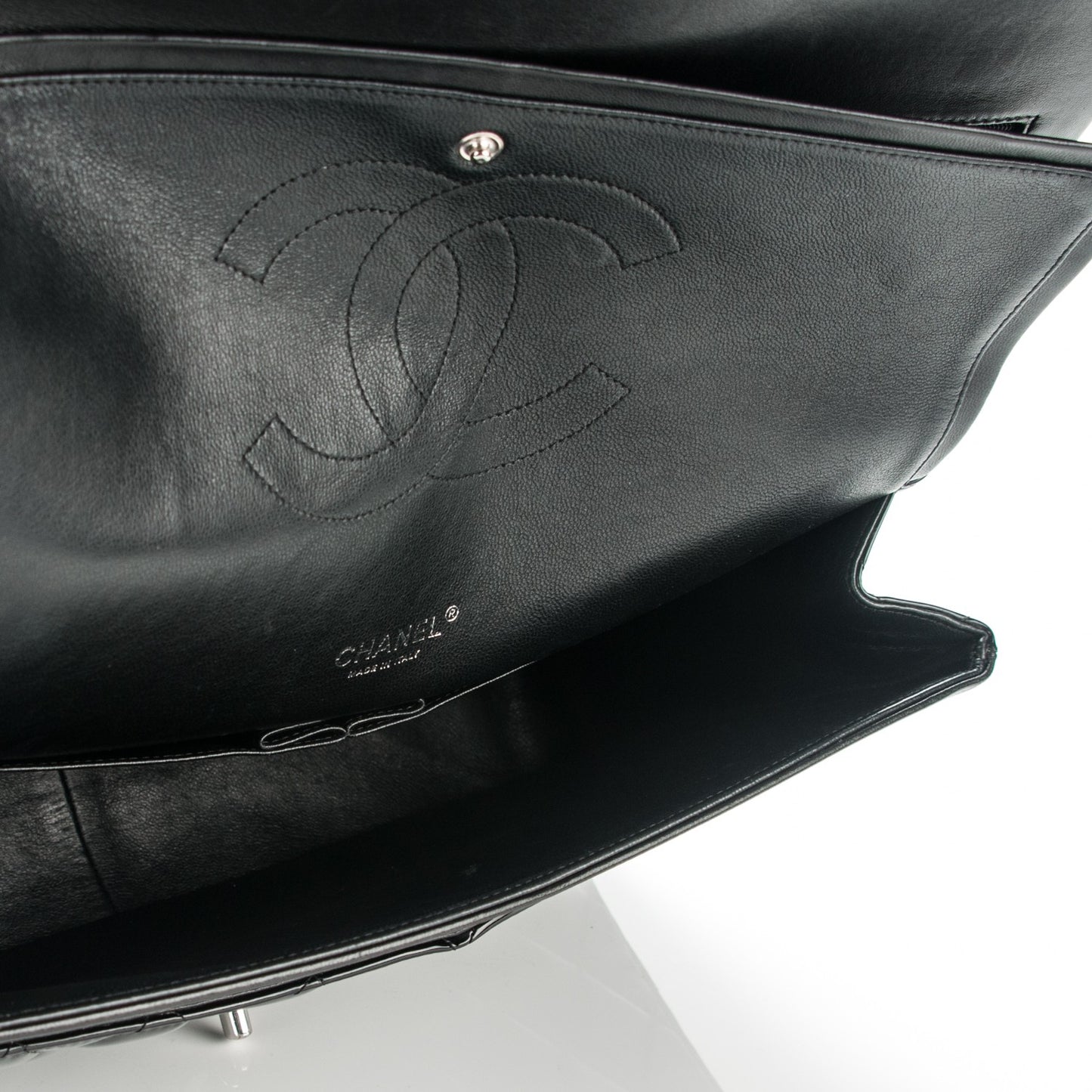 Patent Quilted Maxi Double Flap Black