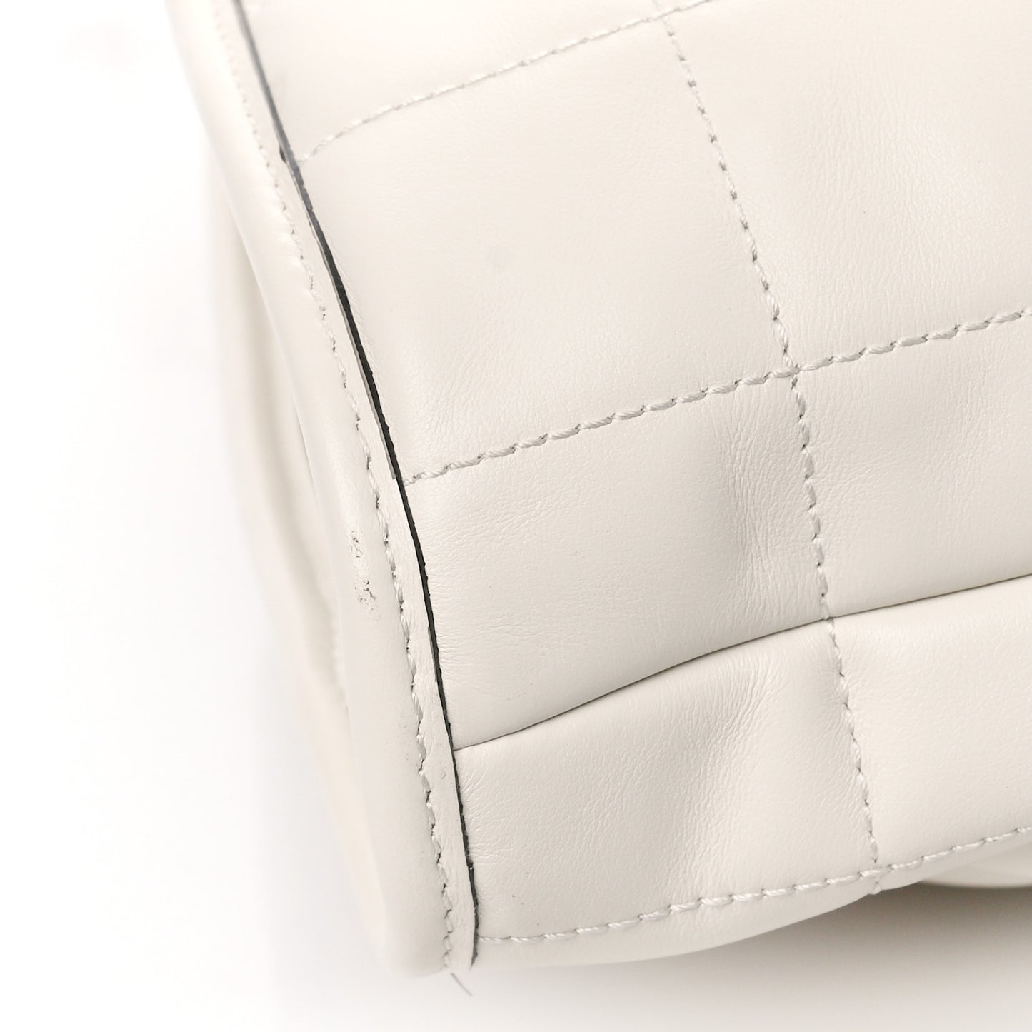 Calfskin Quilted Large Deco Tote Bag Mystic White