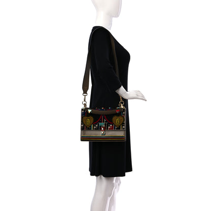 Fendi Vitello Liberty Velvet FF 1974 Hearts Padlock Embroidered Kan I Shoulder Bag Fango Multicolor 2 of 11