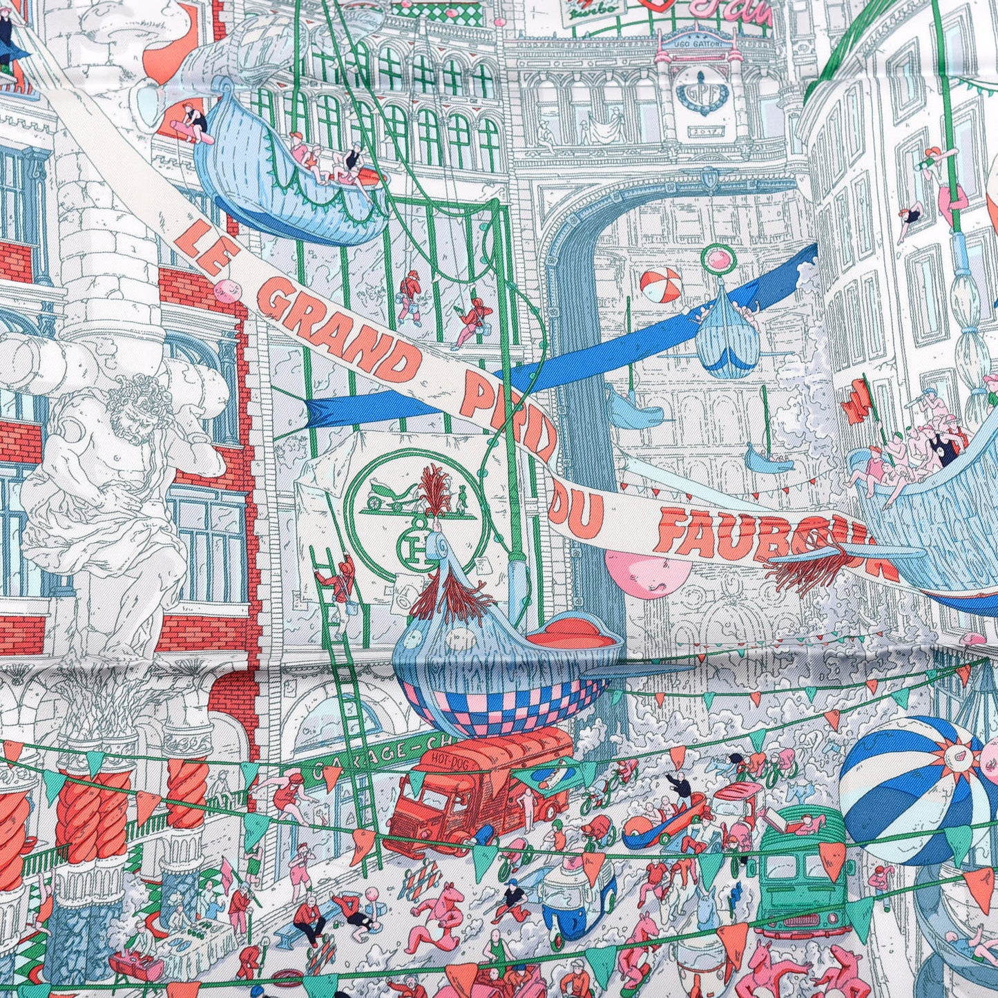 Silk Le Grand Prix Au Faubourg Scarf 90 Bleu Rose Menthol