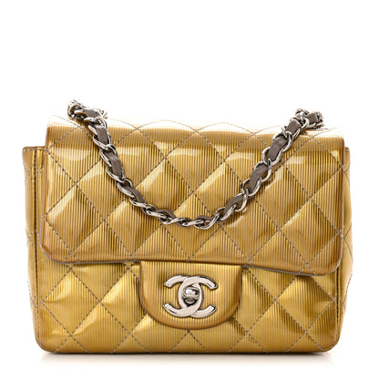 Chanel Striated Patent Quilted Mini Square Flap Beige 1 of 14