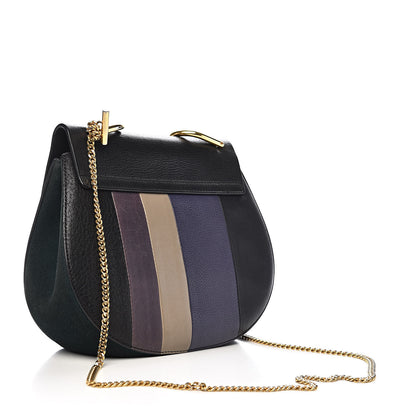 Chloe Suede Calfskin Patchwork Drew Shoulder Bag Black 3 of 18