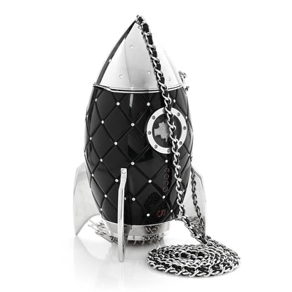 Chanel Plexiglass Crystal Rocket Ship Minaudière Clutch Black 3 of 7