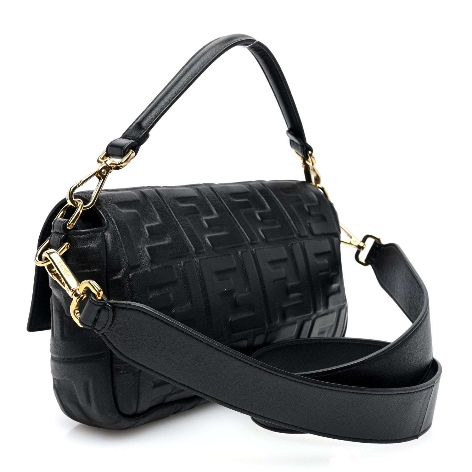 Fendi Nappa FF 1974 Embossed Baguette Black 3 of 9