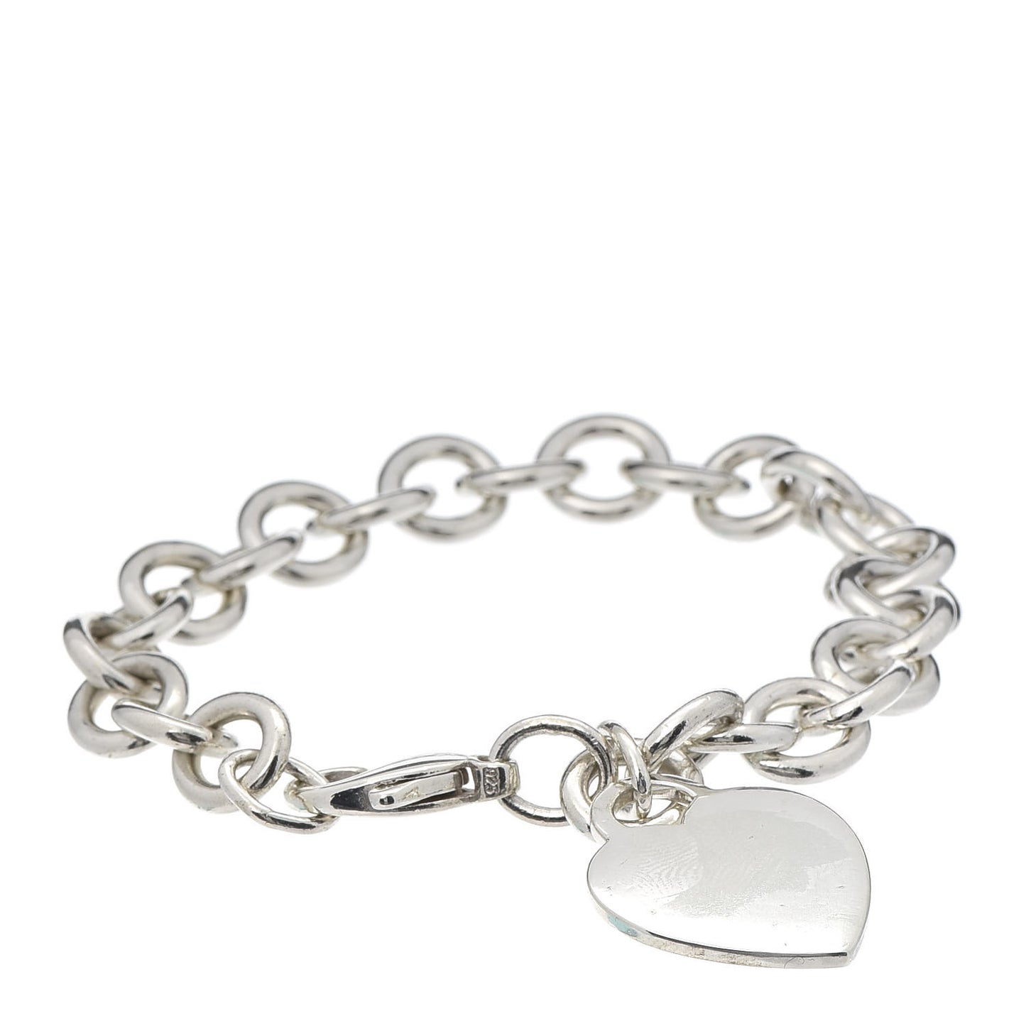 Sterling Silver Heart Tag Charm Bracelet