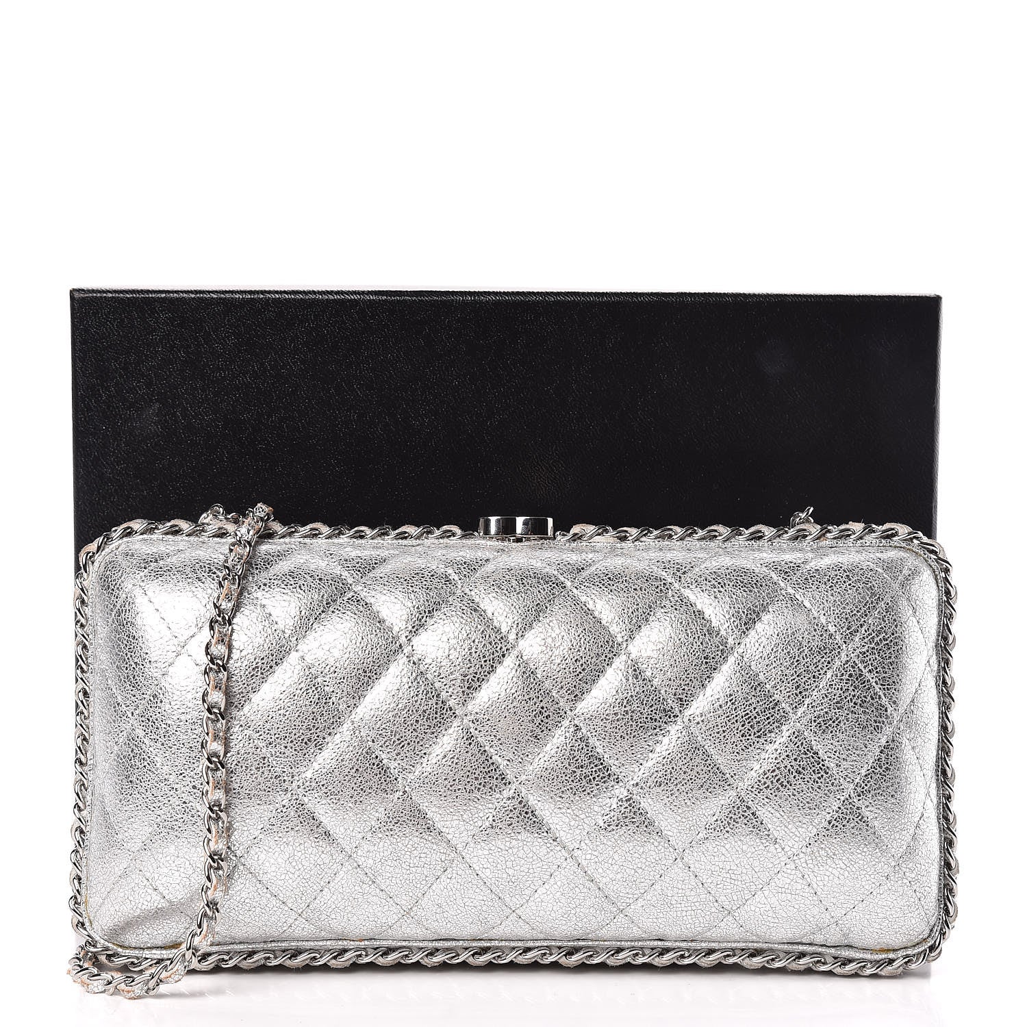 Chanel Metallic Lambskin Small Chain Around Clutch Silver 15 of 15