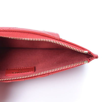 Chanel Shiny Goatskin Quilted 19 Flat Wallet Pouch Red 4 of 9