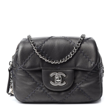 Chanel Metallic Lambskin Stitched New Mini Flap Grey 1 of 12