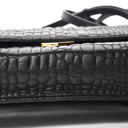 Fendi Nappa Calfskin Crocodile Trapuntata Demi Jour Shoulder Bag Black 16 of 19
