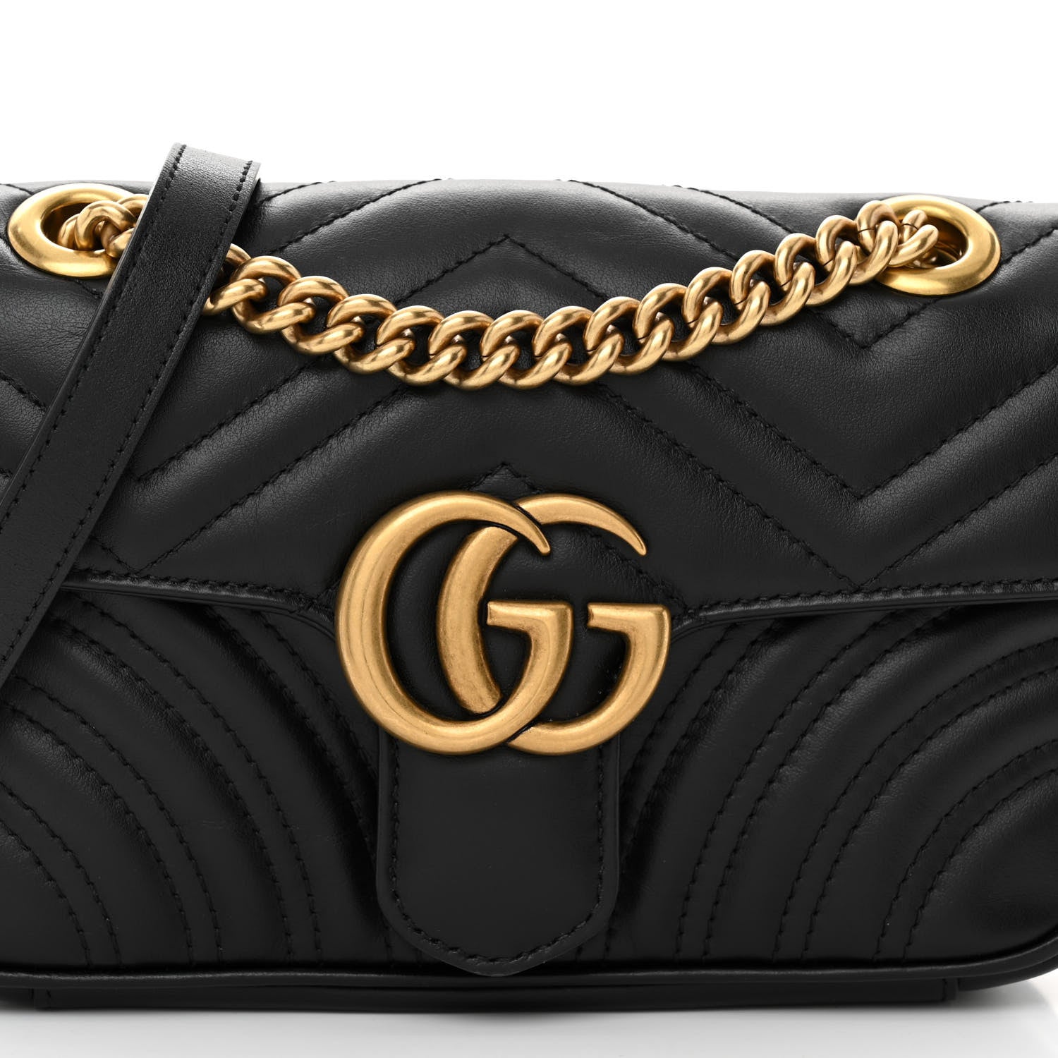 Gucci Calfskin Matelasse Mini GG Marmont Shoulder Bag Black 8 of 8