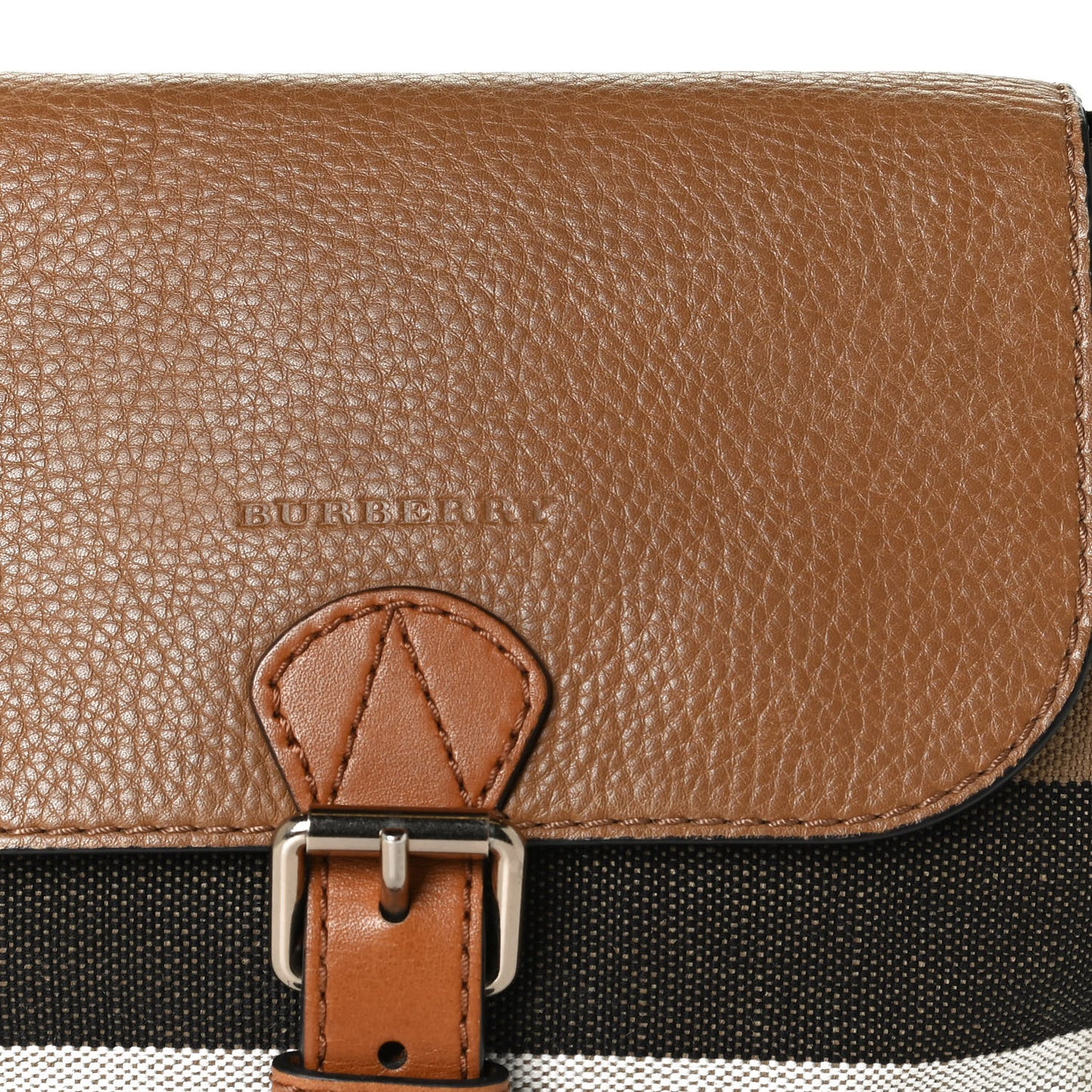 Mega Check Grainy Calfskin Small Gowan Messenger Bag Saddle Brown